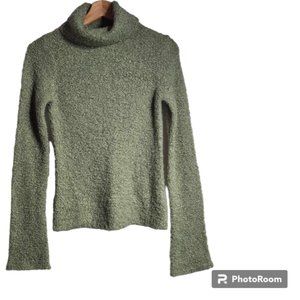 J. Crew Olive Textured Knit Green Turtleneck Sweater Size XS